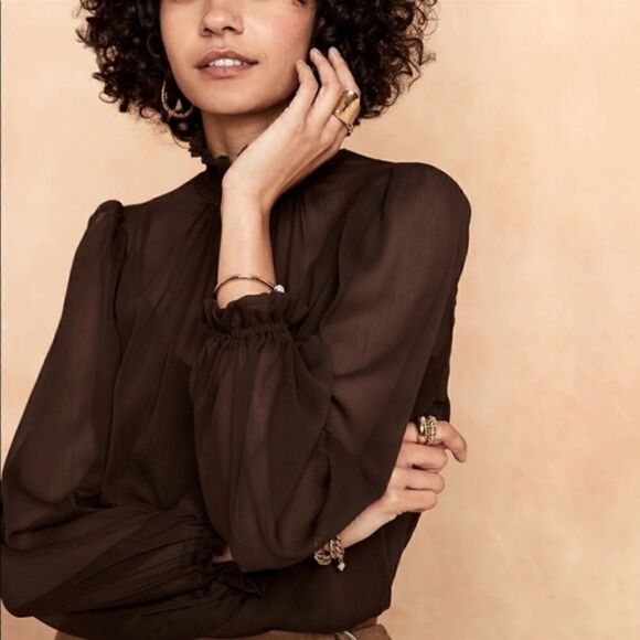 Banana Republic Smocked Neck Top - Picture 1 of 8